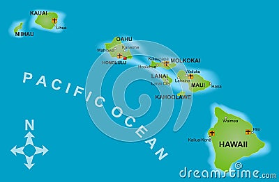 Map of Hawaii Stock Photo