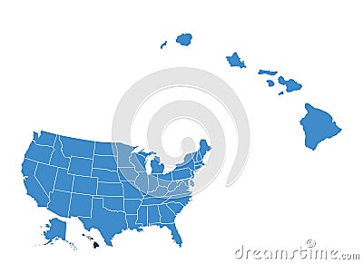 Map of Hawaii state Stock Photo