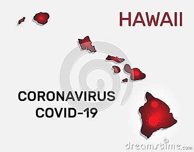 Map of Hawaii state and coronavirus infection Vector Illustration