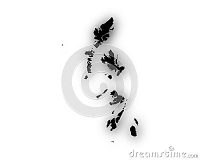 Map of the Hebrides with shadow Vector Illustration