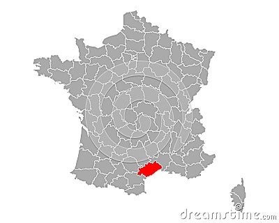 Map of Herault in France Vector Illustration