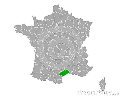 Map of Herault in France Vector Illustration