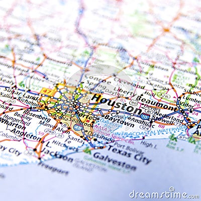 Map of Houston city Stock Photo