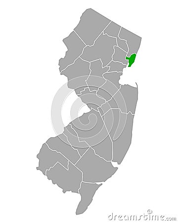 Map of Hudson in New Jersey Vector Illustration