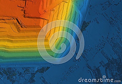 Map of a huge heap with coloured geospatial data for GIS usage Cartoon Illustration