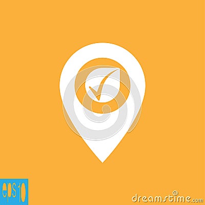 Map icon with check icon, sign - vector illustration Cartoon Illustration