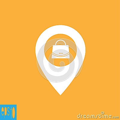 Map icon with handbag icon,sign - vector illustration Cartoon Illustration