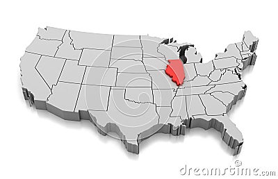 Map of Illinois state, USA Stock Photo