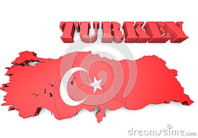 Map illustration of Turkey with flag Cartoon Illustration