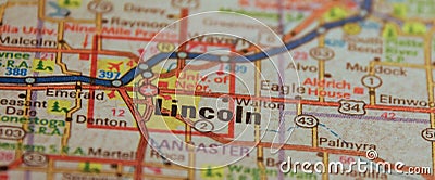 Map Image of Lincoln Nebraska Stock Photo