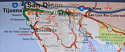 Map Image of Mexicali, Mexico Stock Photo