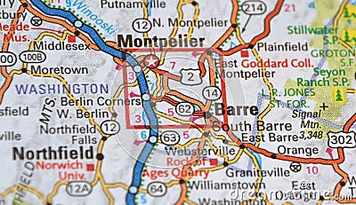 Map Image of Montpelier Vermont 2 Stock Photo