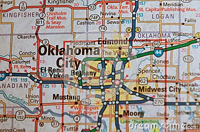 Map Image of Oklahoma City 1 Stock Photo