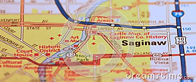 Map Image of Saginaw Michigan Stock Photo