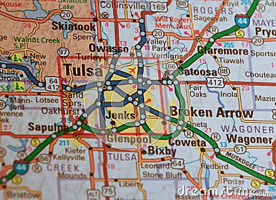Map Image of Tulsa Oklahoma 1 Stock Photo