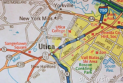 Map Image of Utica, New York Stock Photo