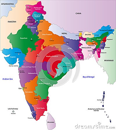 Map of India Cartoon Illustration