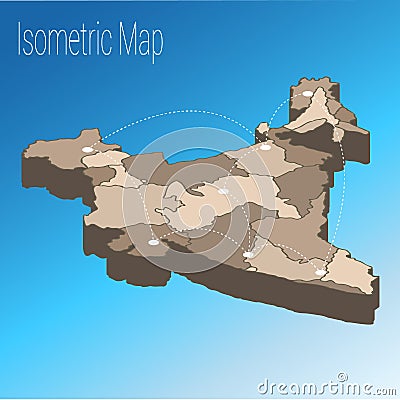 Map India isometric concept. Vector Illustration