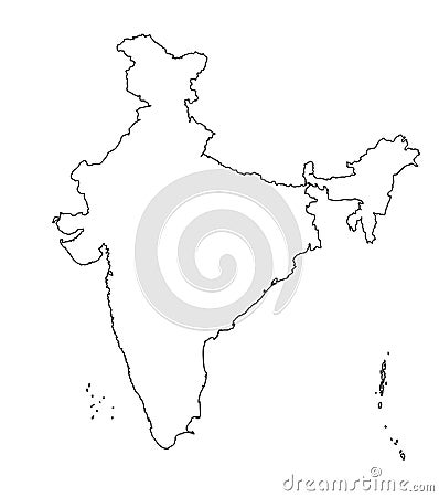 Map of India[outline]Authentic Stock Photo