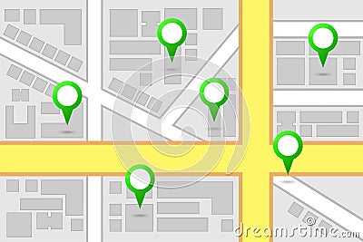 Map Interest Points Vector Illustration