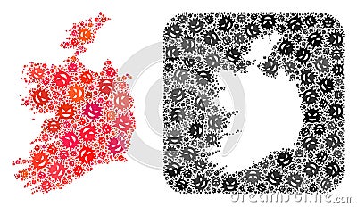 Map of Ireland Republic - Infection Collage with Empty Space Vector Illustration