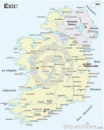 Map of the Irish republic in Irish Gaelic language Stock Photo