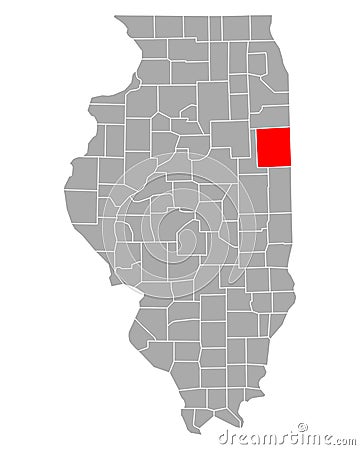 Map of Iroquois in Illinois Vector Illustration