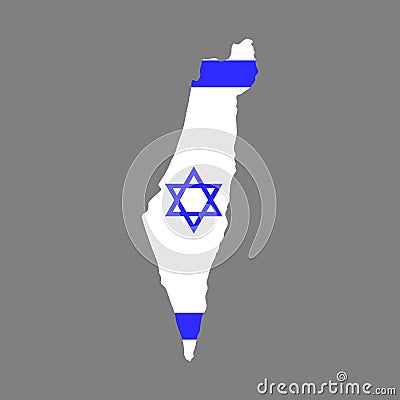 The map of Israel is colored in the colors of the national flag. Vector Vector Illustration