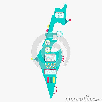 Map of Israel machine Vector Illustration