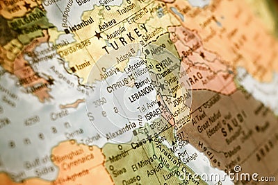 Map of Israel ,Turkey,Jordan, Lebanon Stock Photo