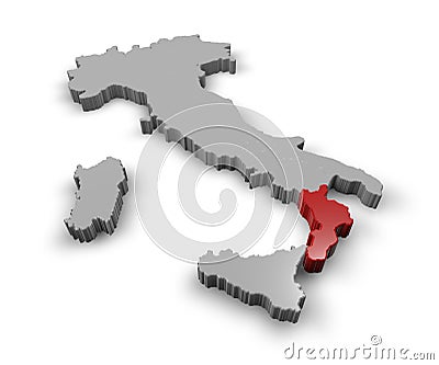 Map of Italy Calabria Stock Photo