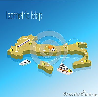 Map Italy isometric concept. Vector Illustration