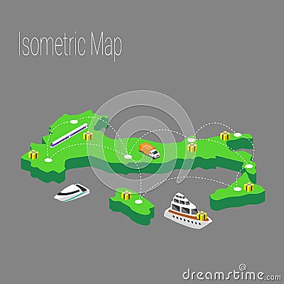 Map Italy isometric concept. Vector Illustration