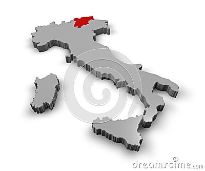 Map of Italy Trentino Alto Adige Stock Photo