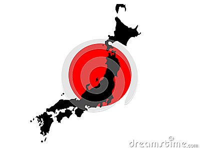 Map of Japan and Japanese flag Vector Illustration