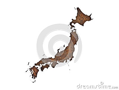 Map of Japan on rusty metal Stock Photo
