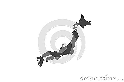 Map of Japan on white background. Grey map of Japan Stock Photo