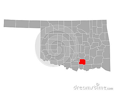 Map of Johnston in Oklahoma Vector Illustration