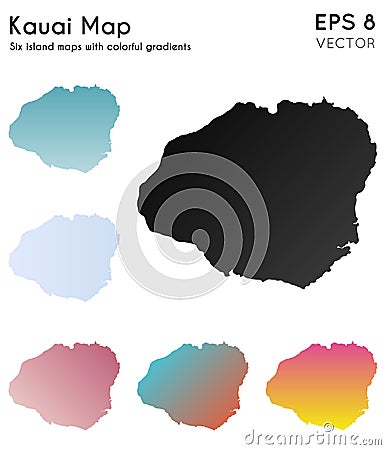 Map of Kauai with beautiful gradients. Vector Illustration