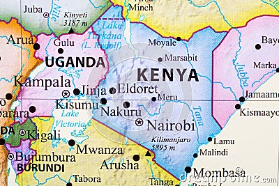 Map of Kenya Stock Photo