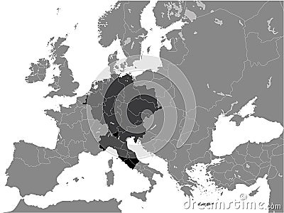 Map of Kingdom of Italy year 1000 Vector Illustration