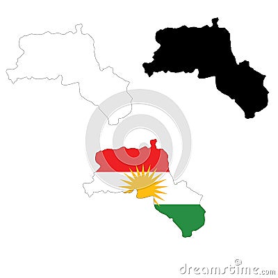 Map of Kurdistan. Flag of Kurdistan maps territory. Outline map Kurdistan. flat style Stock Photo