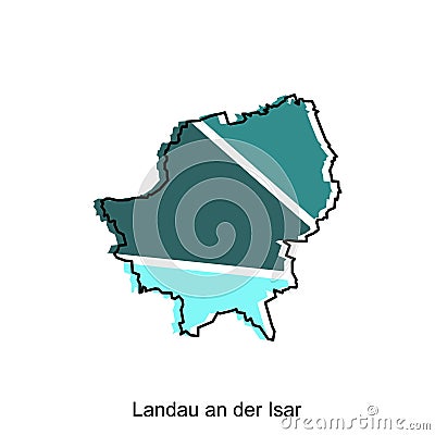 map of Landau An Der Isar vector design template, national borders and important cities illustration Vector Illustration