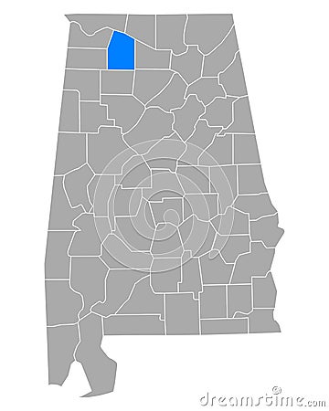 Map of Lawrence in Alabama Vector Illustration
