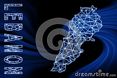 Map of Lebanon, Polygonal mesh line map Stock Photo