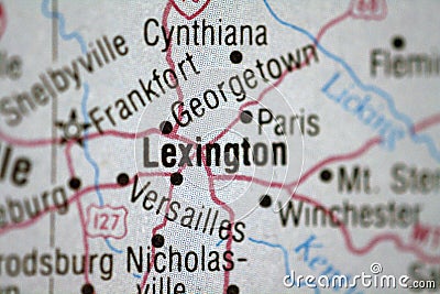 Map of Lexington Kentucky Stock Photo