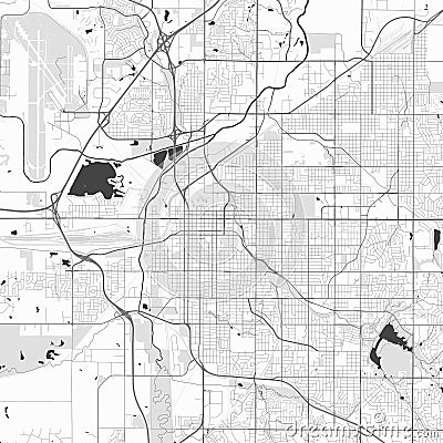 Map of Lincoln city, Nebraska. Urban black and white poster. Road map with metropolitan city area view Vector Illustration