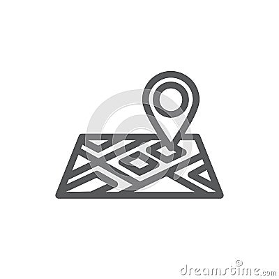 Map line icon on white background Vector Illustration