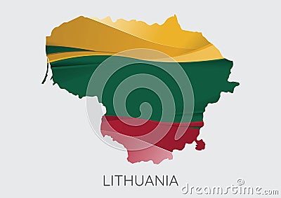 Map of Lithuania With Flag As Texture Vector Illustration