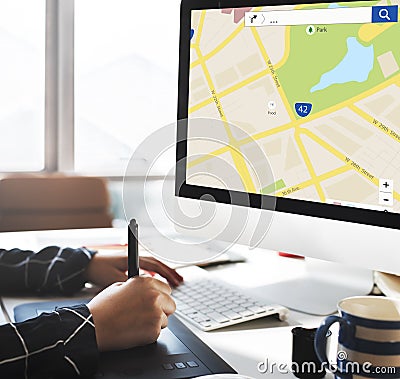 Map Location Information Web Layout Concept Stock Photo